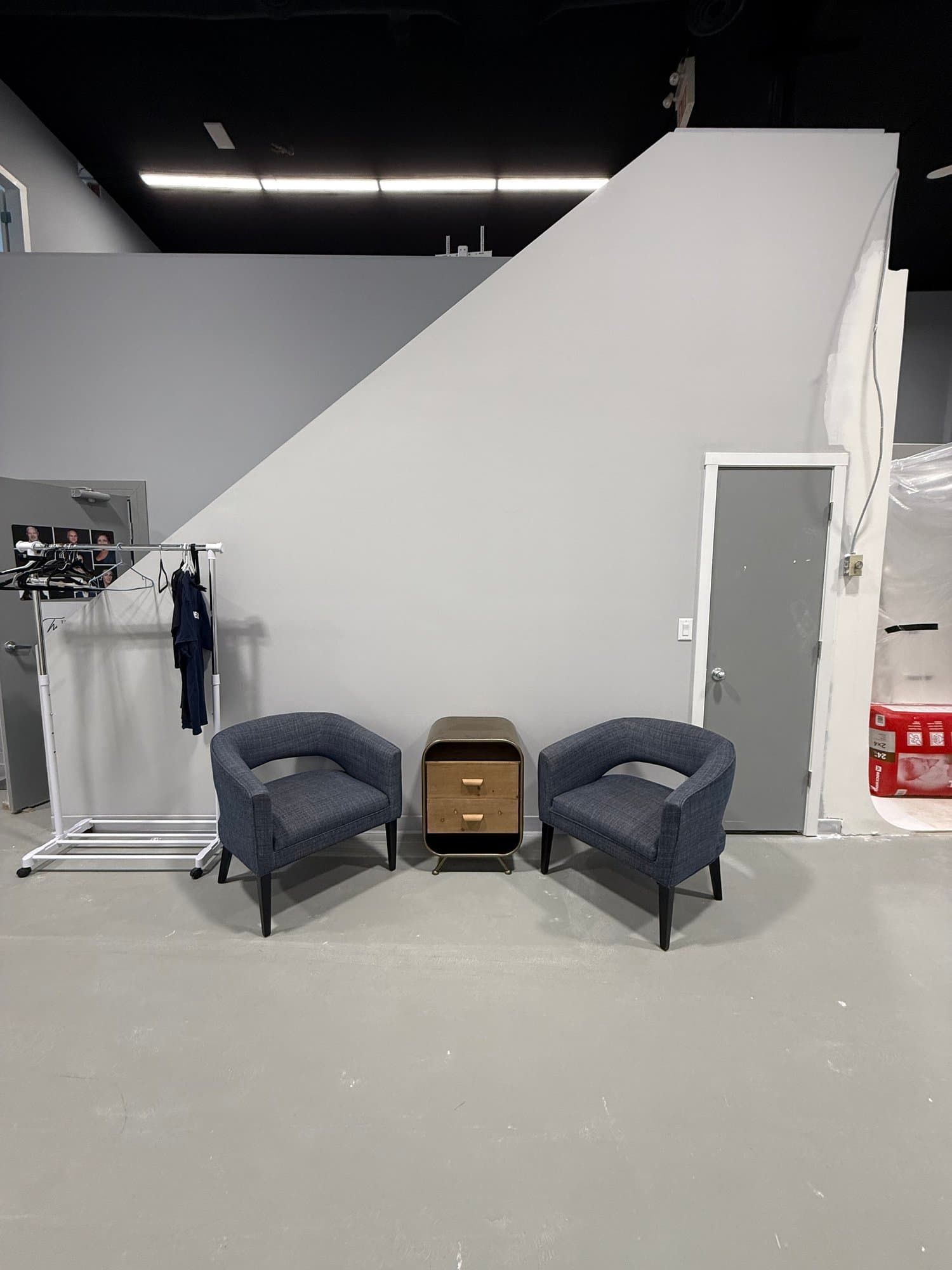 Client seating area in the studio